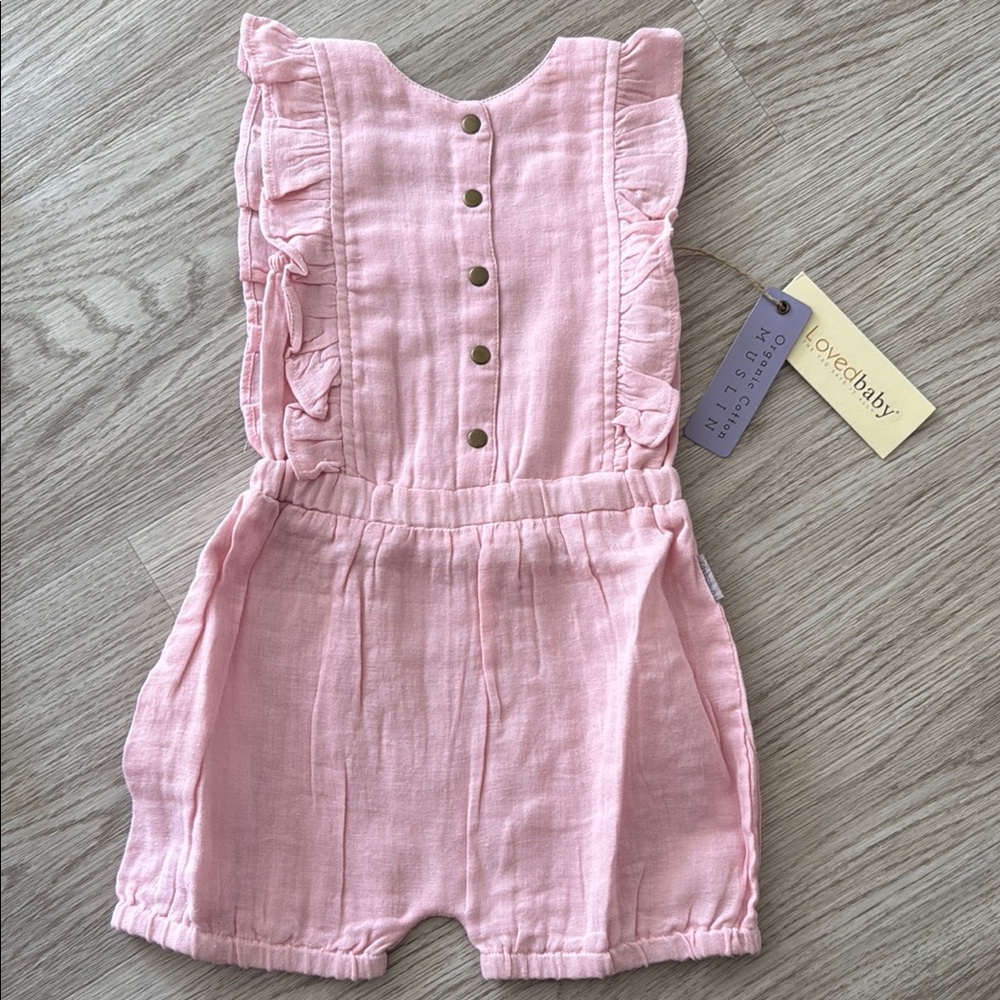 NWT L'ovedbaby Organic Muslin Ruffle Bodysuit Size 18-24 Month
